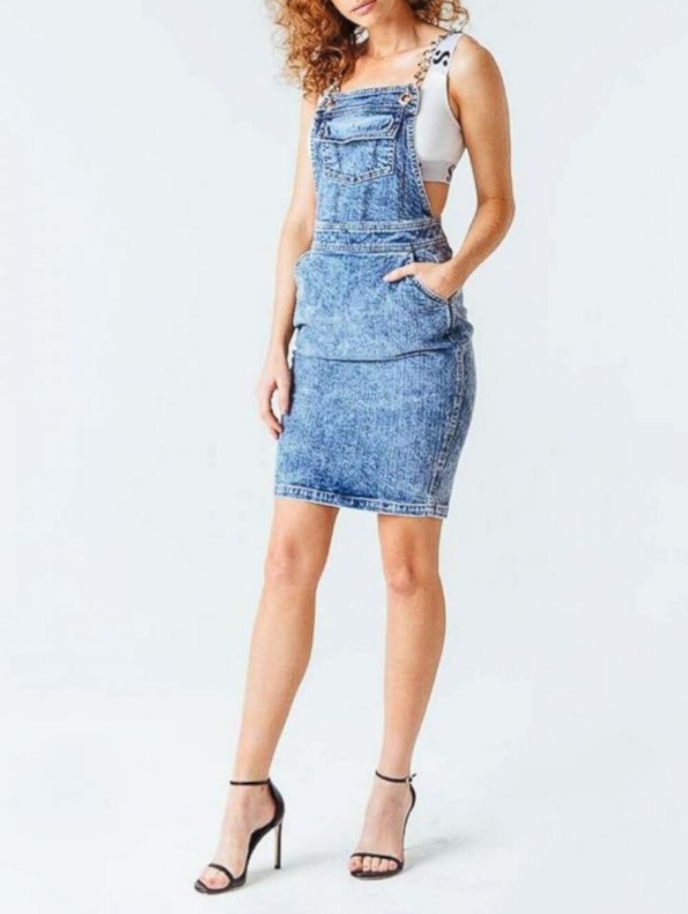 S by Serena Light Blue Denim Overall Skirt